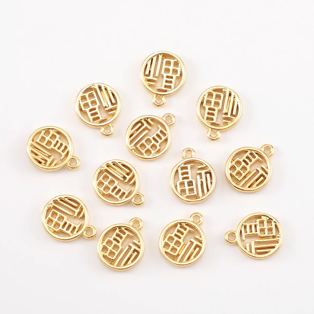 

18k gold filled Pendant Chinese style child charms brass Hollow blessing pendant for jewelry accessories