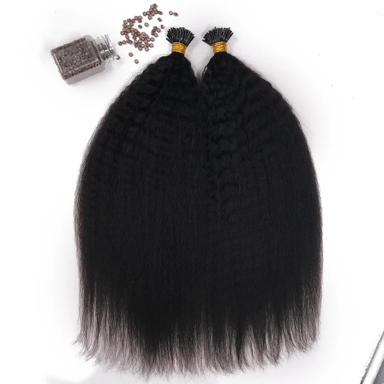 

Wholesale Cheap Kinky Straight I Tip Hair Extension 100% Virgin Human Hair Micro Link Hair Extension For Black Woman