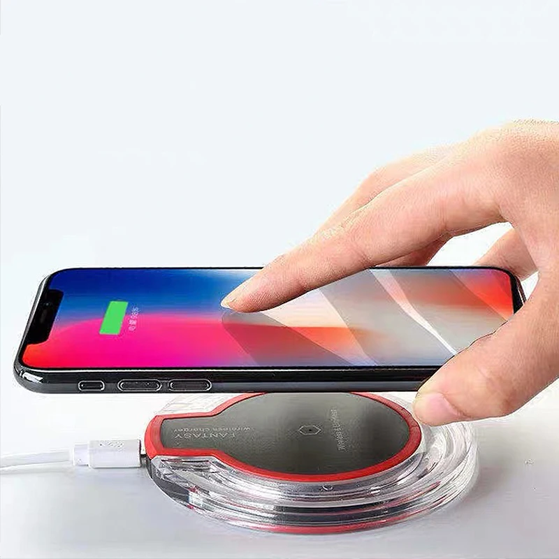 

Phone accessories charger wireless charging pad with LED lamp universal mouse pad portable chargers for cell phones, Black, white