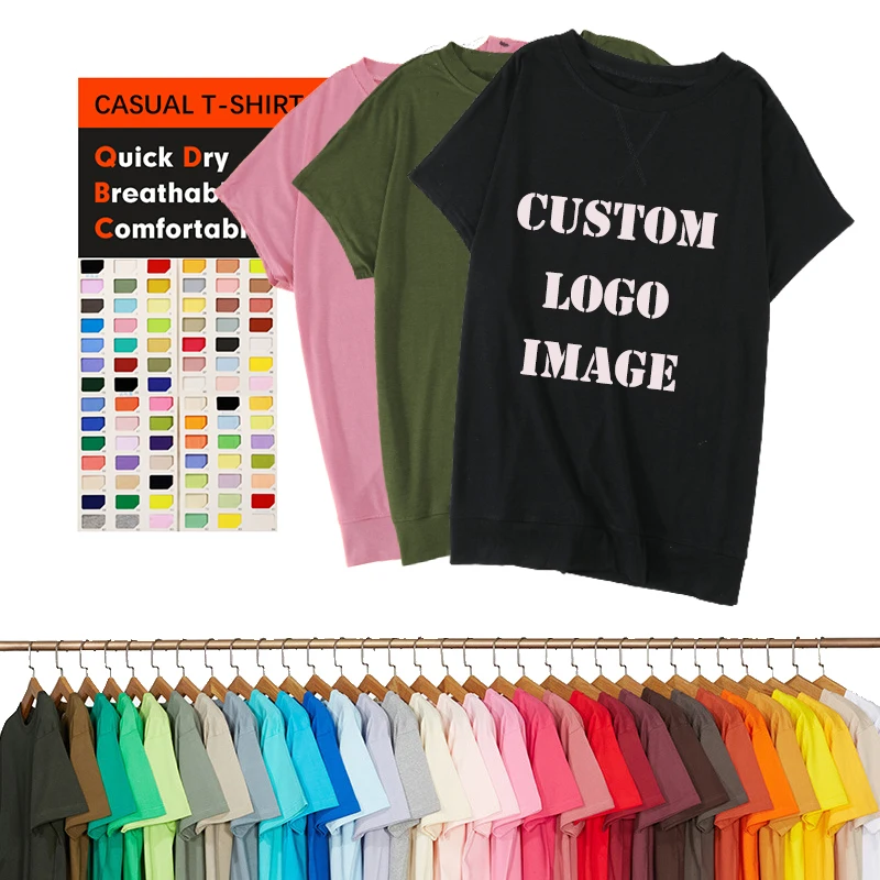 

2022 Custom Logo Short Sleeve Breathable Women Tops Mixed Solid Color Women Tshirt