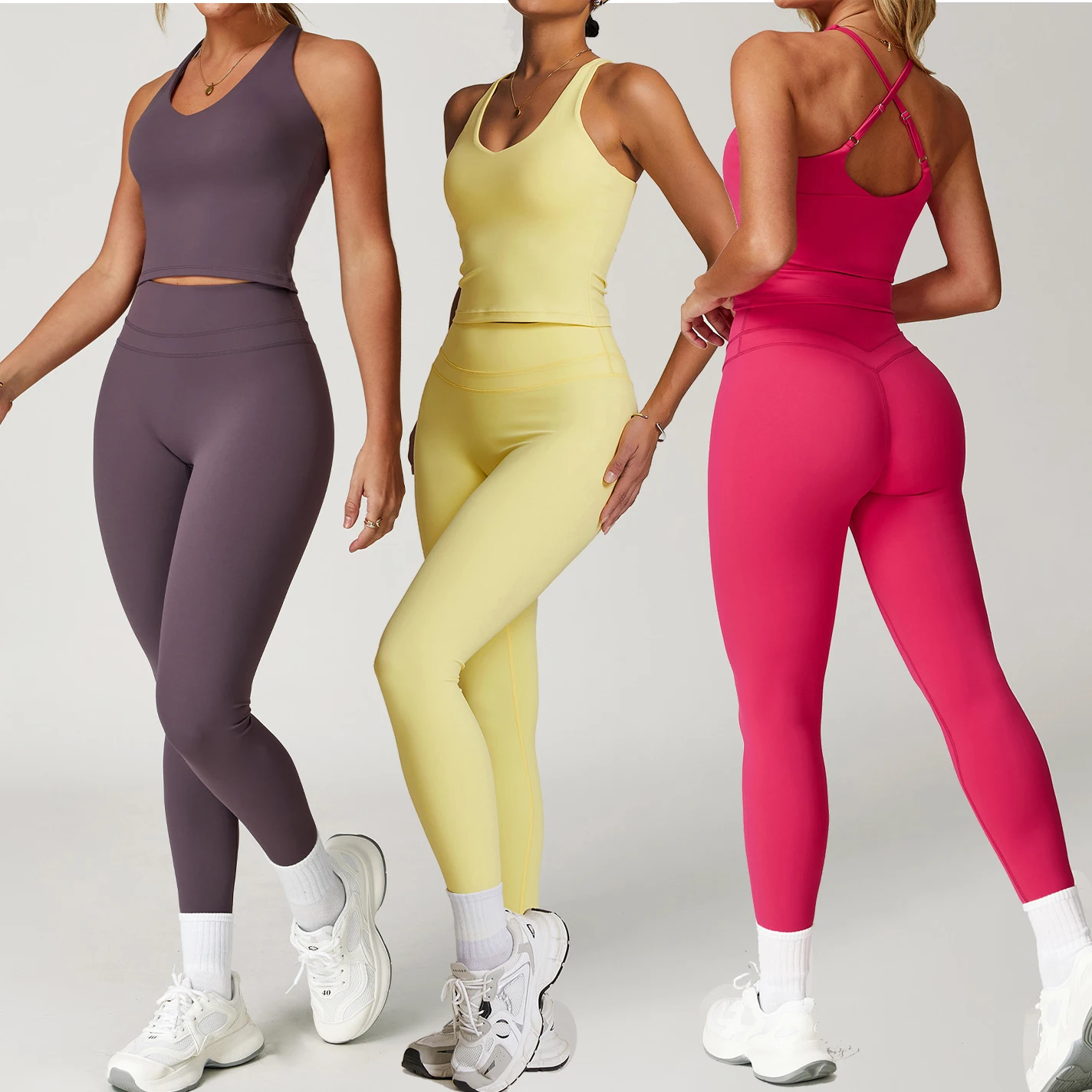 YIYI Full Stocks High Stretchy Comfortable Gym Fitness Sets Quick Dry Workout Set Women Clothing Active Wear Gym Fitness