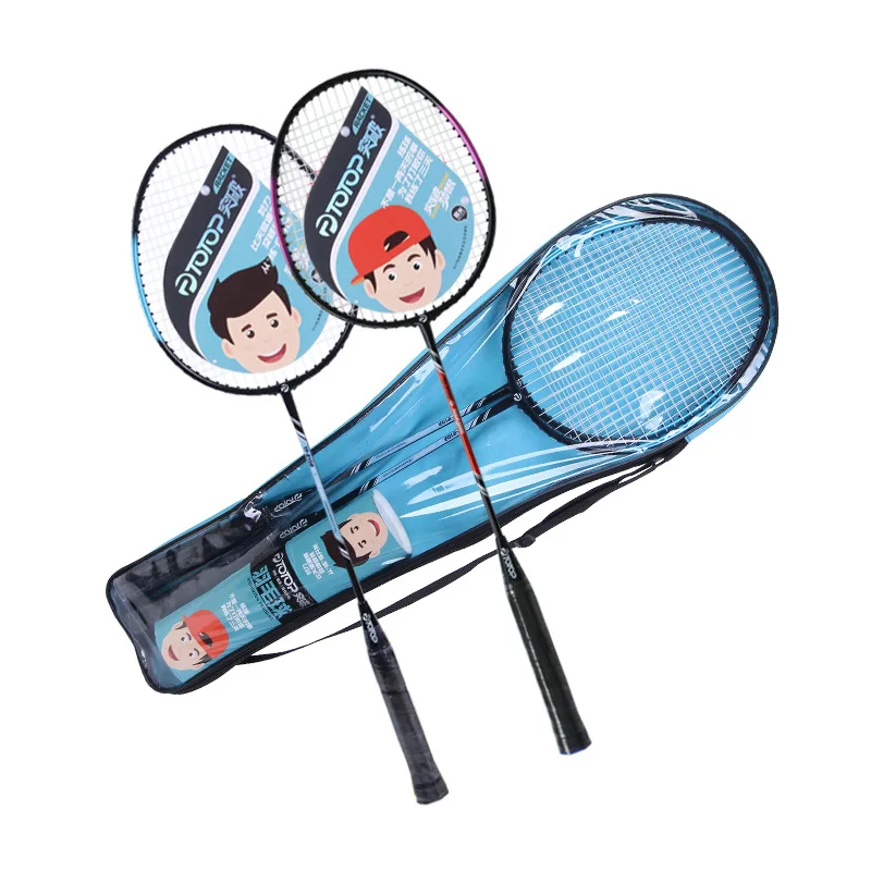 

Badminton racket sporting goods manufacturers wholesale 2 piece for adults and children 1 sets of iron alloy, Blue,red