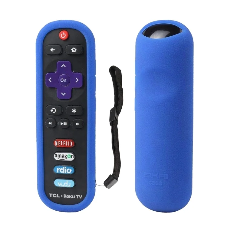 

SIKAI RoHS Tested Material Silicone Shockproof Rubber Cover for TCL Roku RC280 Remote Case, Black,red,blue,fluorescent blue,fluorescent green,see as the pics