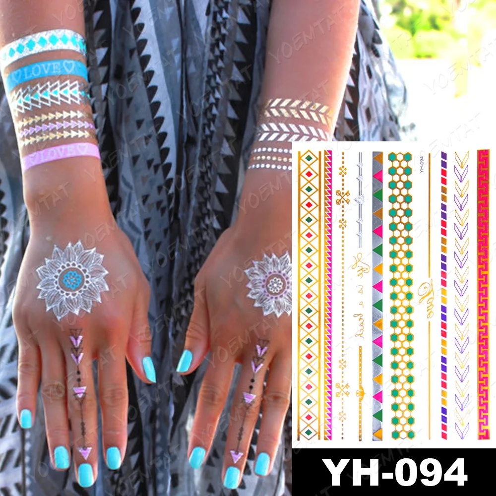 

Factory price Feature Gold Metallic Flash Waterproof Tattoo Sticker, Cmyk