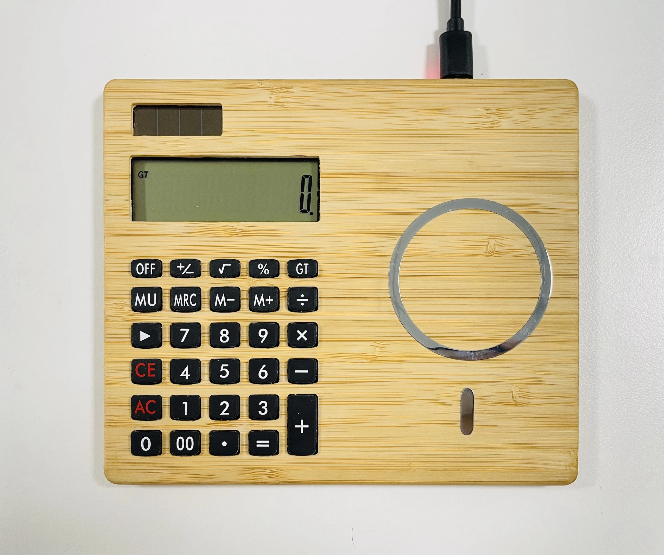 

The combination of wooden calculator and Fast Charging Wood Docks for Wooden Wireless Charger for iPhone 12 & 12 Pro