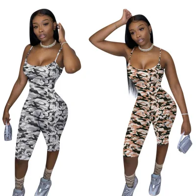 

B54392A Cross-border 2021 spring summer new women camouflage jumpsuit, Shown