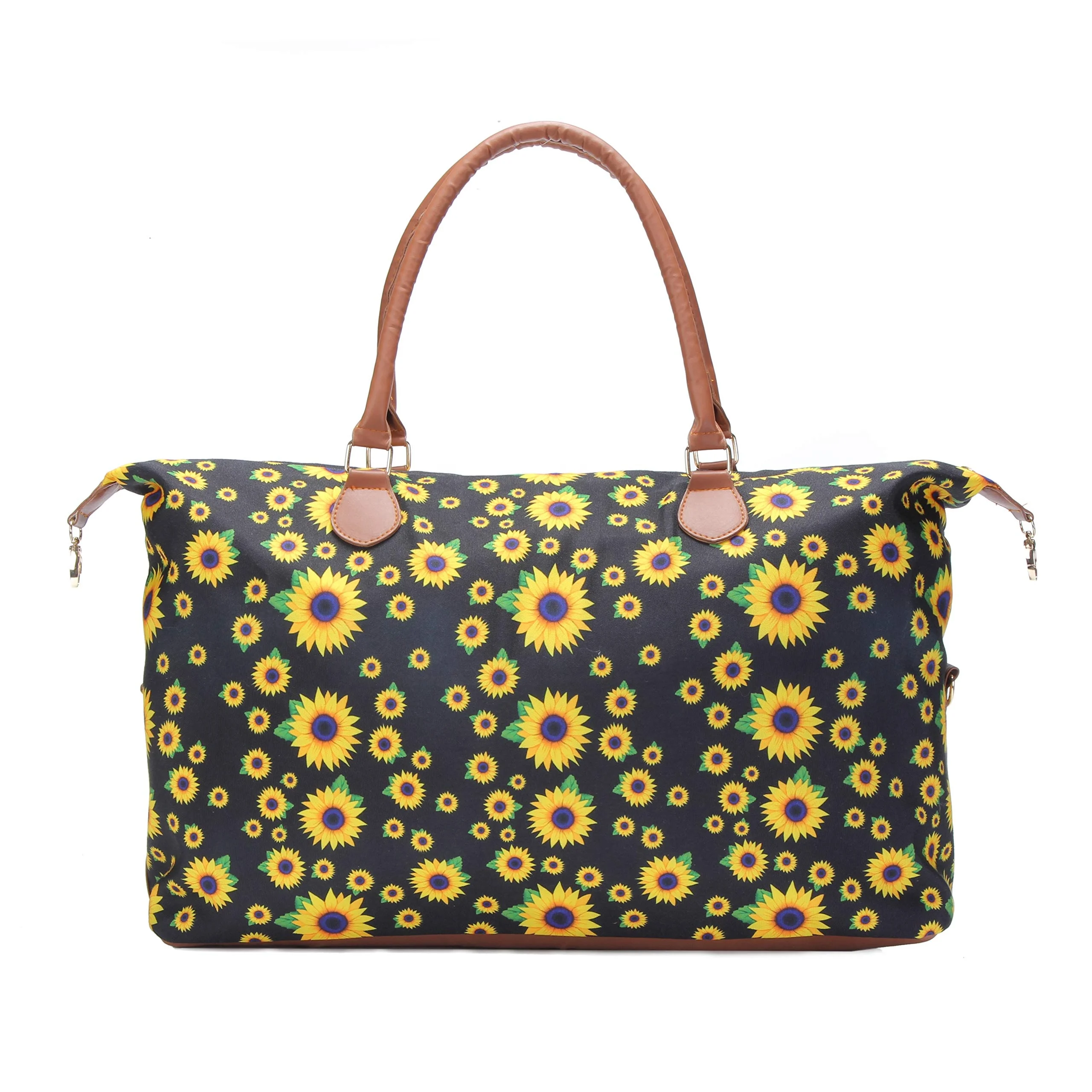 

Sunflower Printed Weekender Bag Duffle Bag For Women Large Travel Tote Bag Overnight With Shoulder Strap, Red