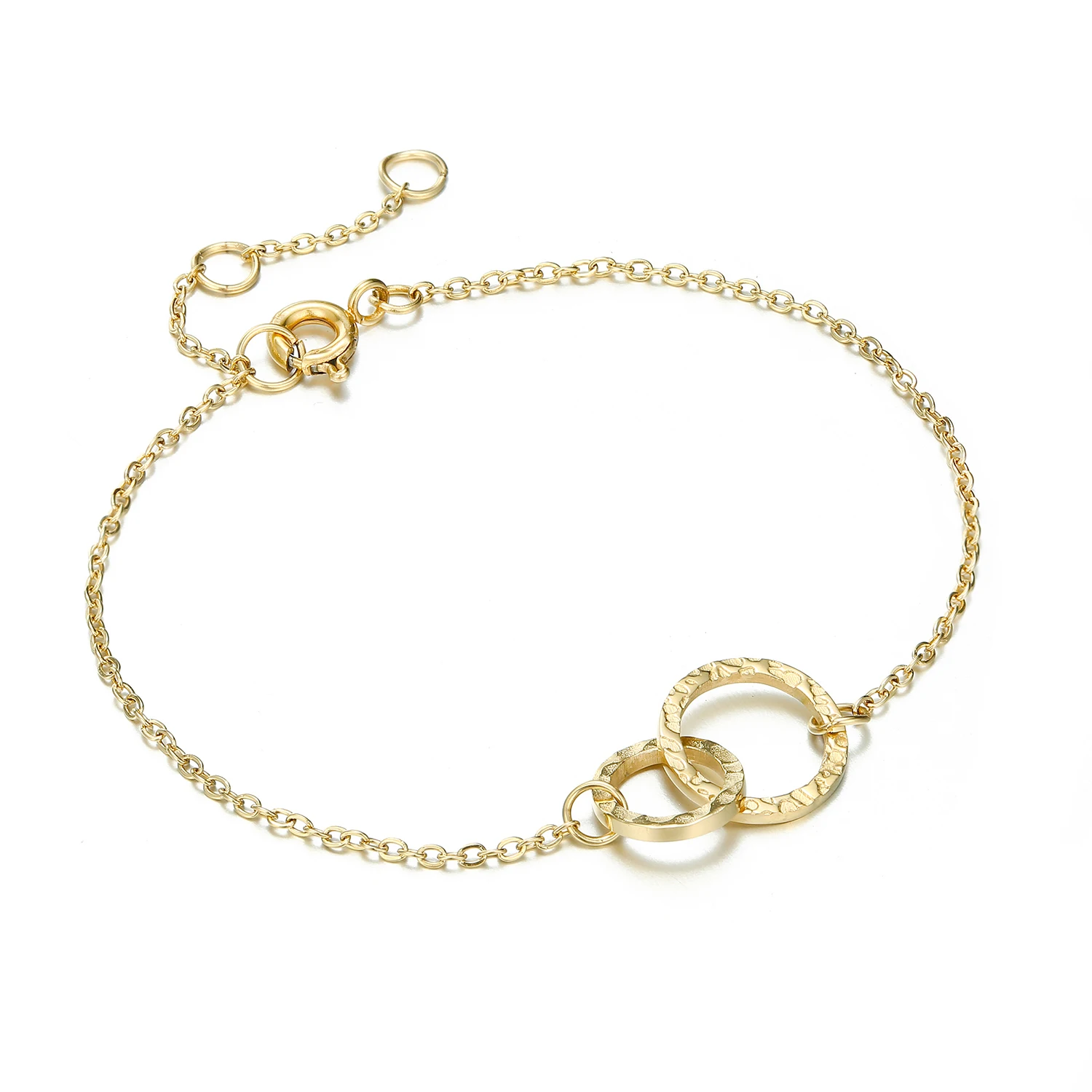 

Fashionable Double Circle Hammer Pattern Charm Bracelet Commuting Style Office Lady Anklet for Sale, Gold/silver/rose gold