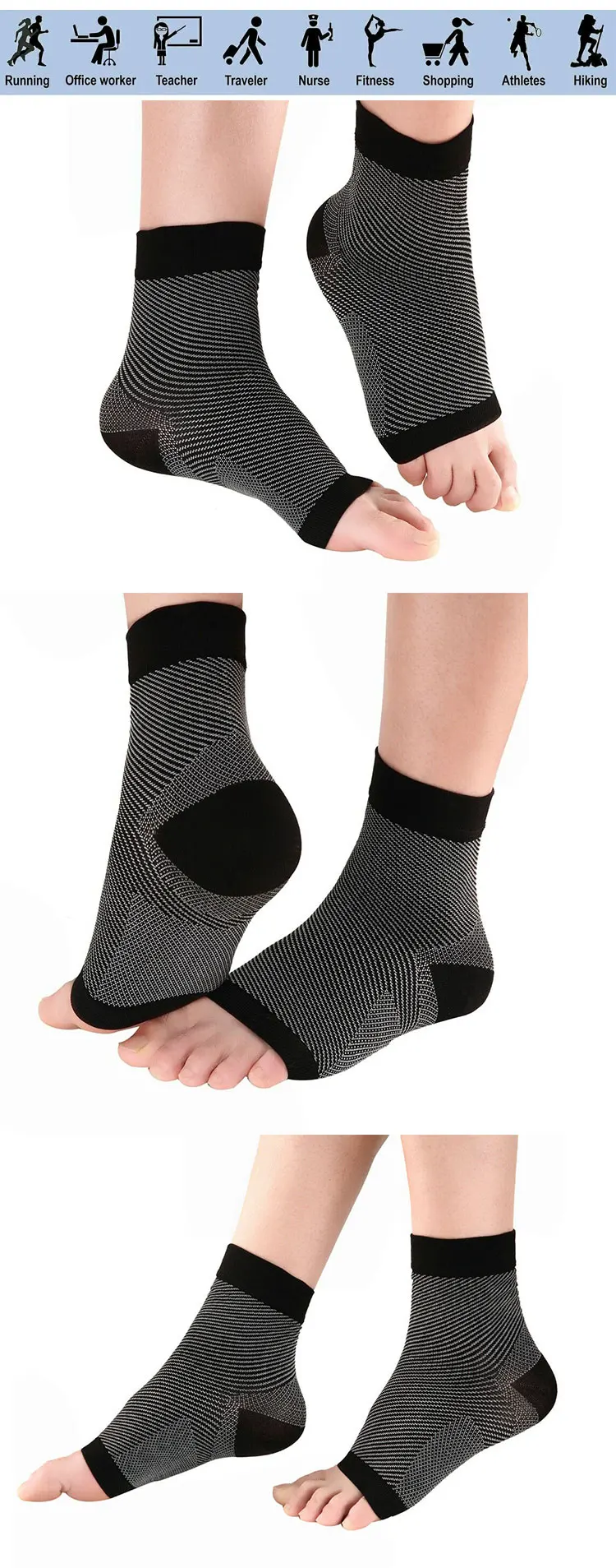 Enerup The Adjustable Sports Elastic Nylon Light Breathable Compression Foot Ankle Protection Sleeve Supports Brace