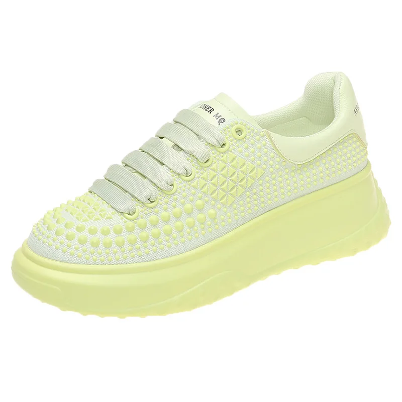 

2021 Hot win Chunky Tread Sneaker women walking style shoes girl white shoes, Yellow/white