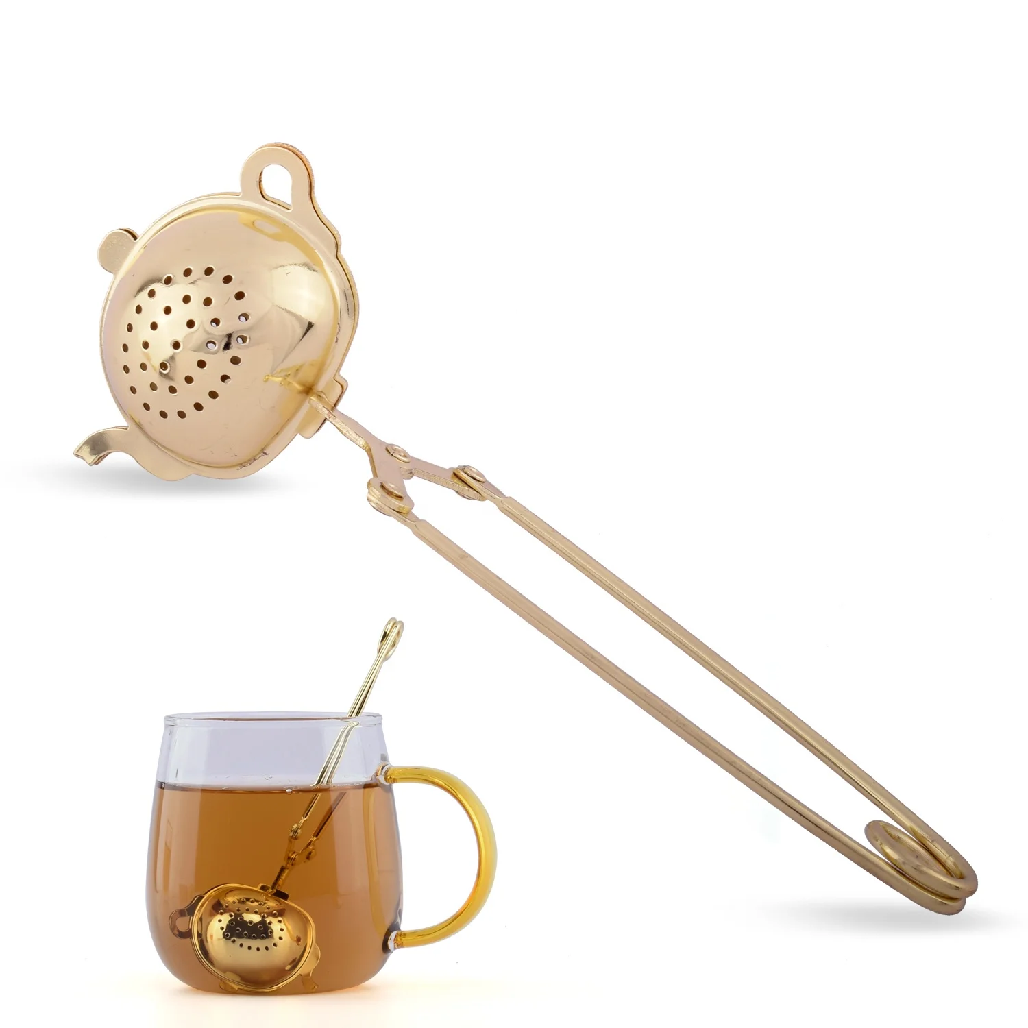 

Long Handle Gold Stainless Steel Teapot Tea Infuser