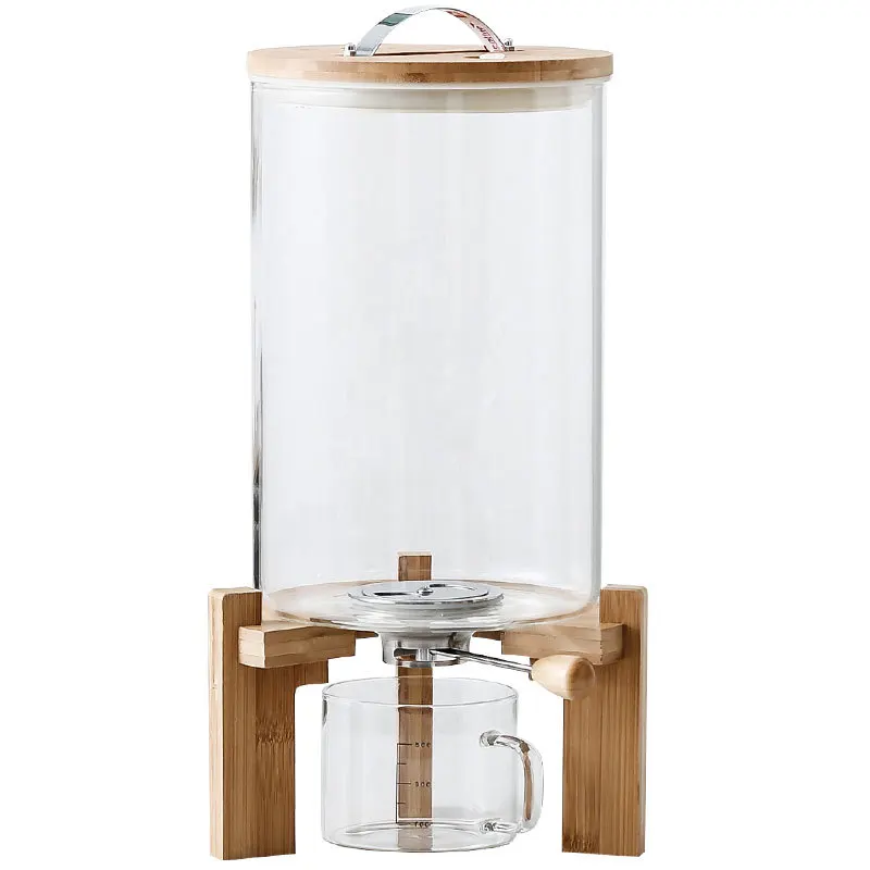 

7500ml large glass airtight food sealed tank storage jar with bamboo lid, High transparency