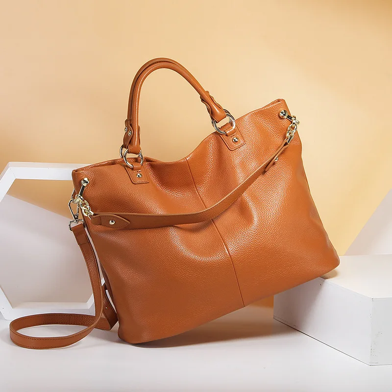 

2019 New Fashion Genuine Leather Tote Bags for Women Real Leather Bag Designer Handbags Famous Brands