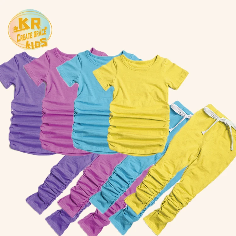 

wholesale high quality baby stacked top and pants children clothing