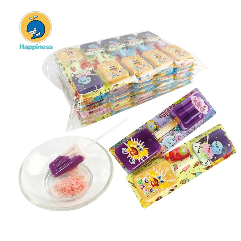 

Ice cream hard candy lollipop with sour candy bag packing