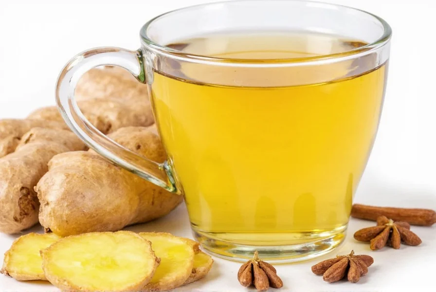 Fresh organic ginger root being sliced for tea preparation