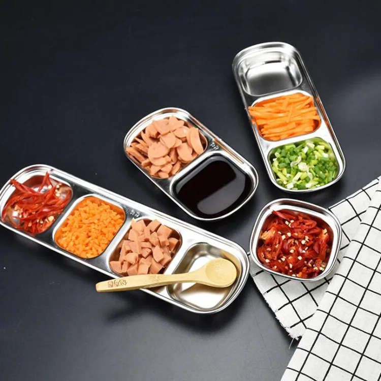 Seasoning Dish Stainless Steel Sauce Vinegar Snack Plates Dip Dishes Tray FS 