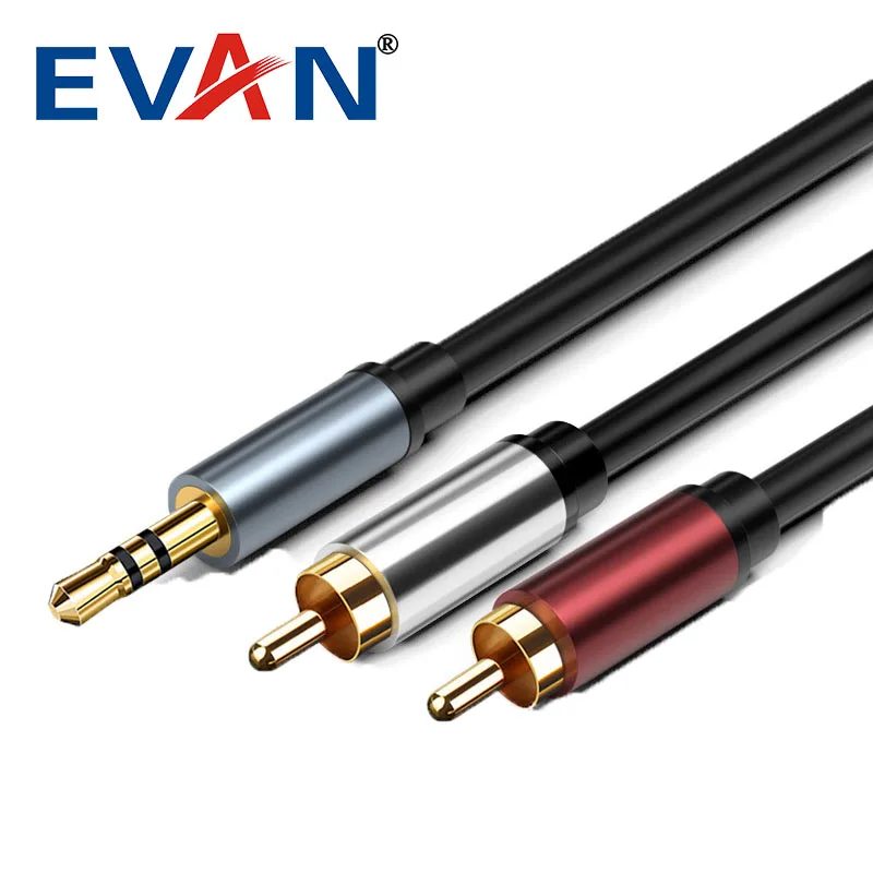 

RCA cable audio video 3.5mm male to 2rca 3.5 gold plated oxygen free copper speaker sound instrument audio cable, Balck