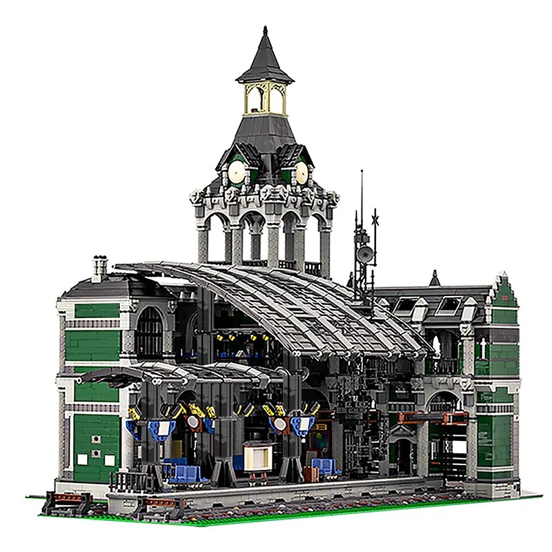 

Buildmoc Building Block House Modular Train Station Toy Brick House Blocks Toy For Kids, Multi