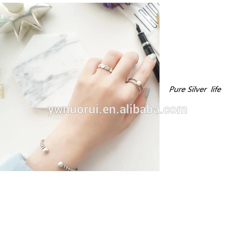 

Creative New Classic S925 Pure Silver Pearl Ring, Tail Shaped Opening Ring
