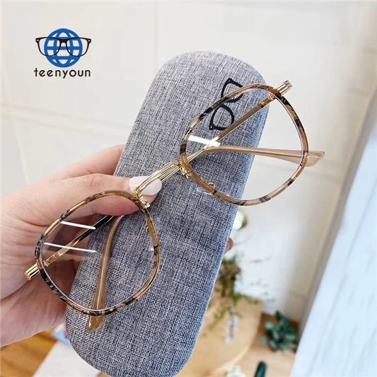 

Teenyoun Eyewear Thin Tr90 Round Frame Spectacles Clear Optical Eyeglasses Women Retro Leopard Glasses Eyeglass