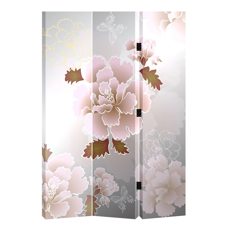 

Flower canvas screen color-painted room divider partition screen for home decoration, Customized