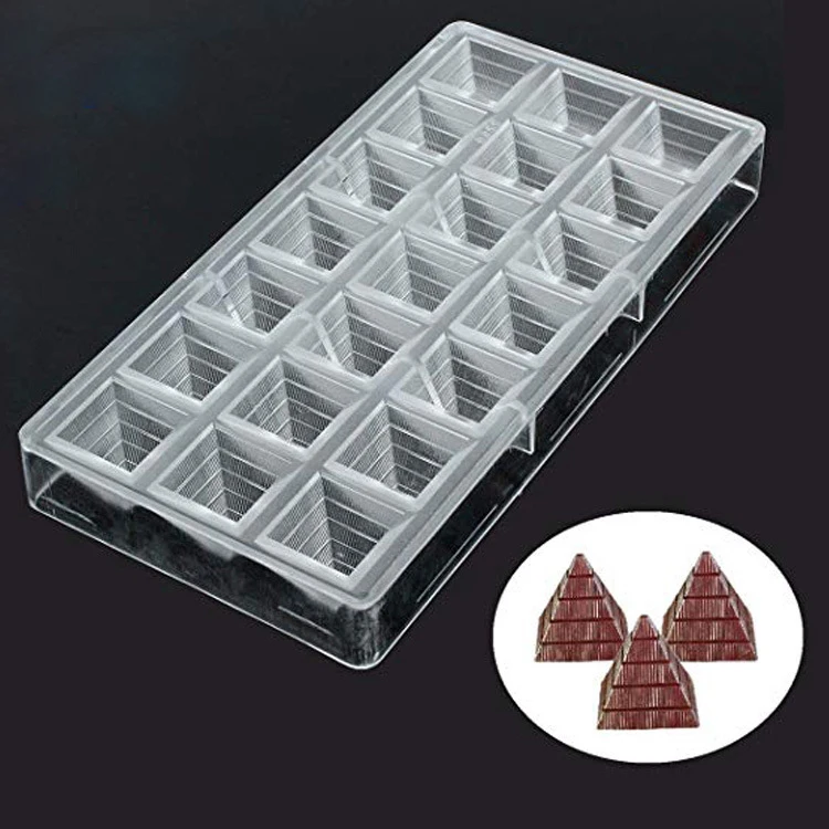 

21 cavity pyramid fan triangle shaped plastic pc polycarbonate mould chocolate mold for baking candy