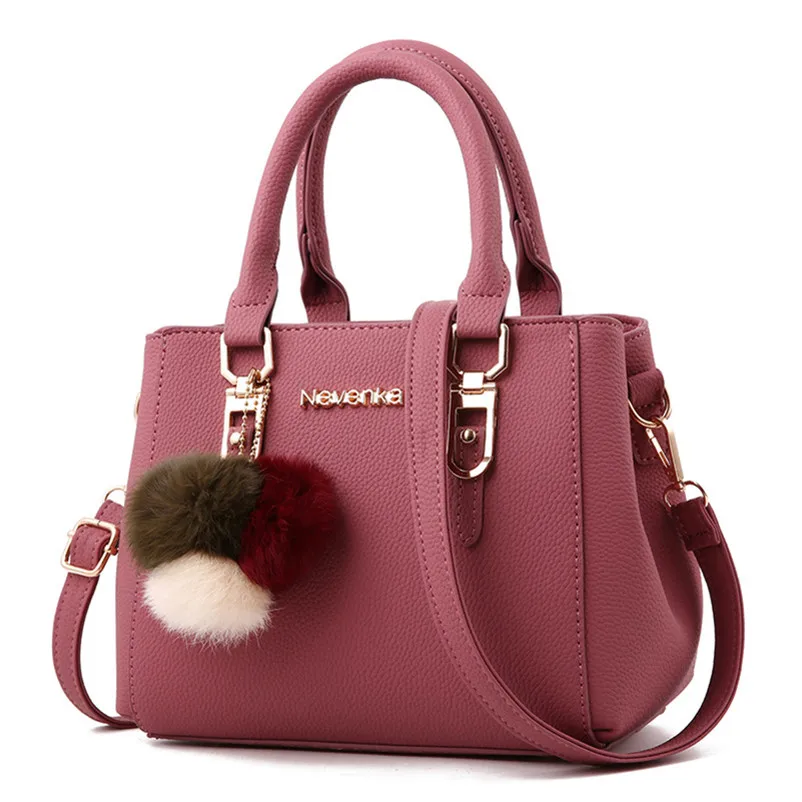 

Women Evening Fashion Casual Tote Leather PU Shoulder Bag with Feathers, Light gray, purple, khaki, pink, black, red