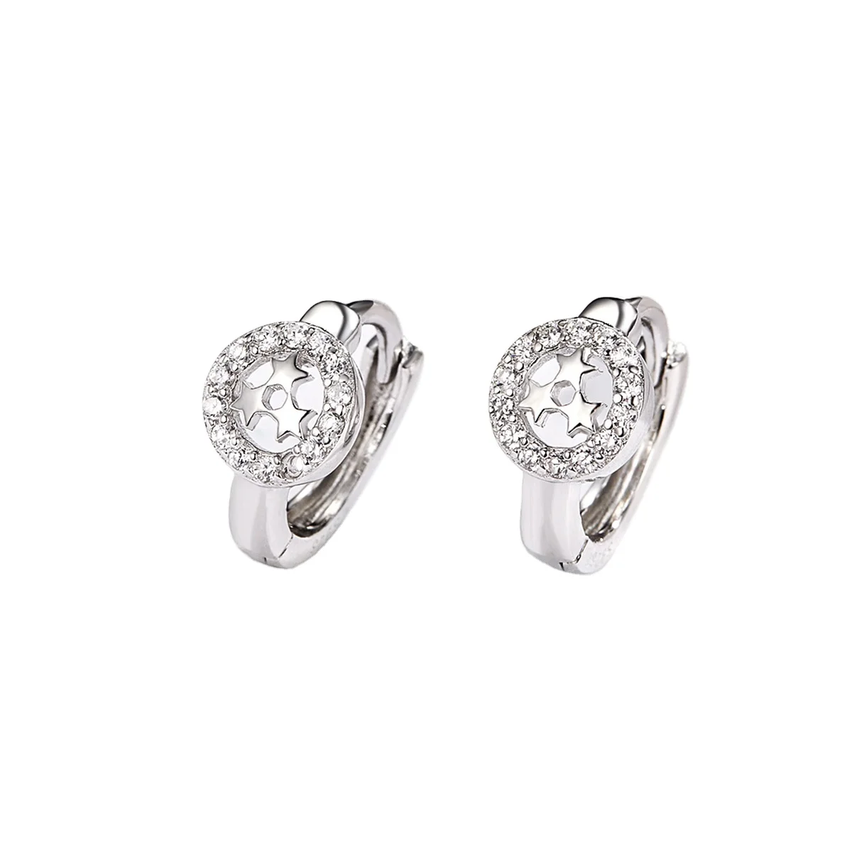 

925 Sterling Silver Stars Hoop Earrings Women Jewelry