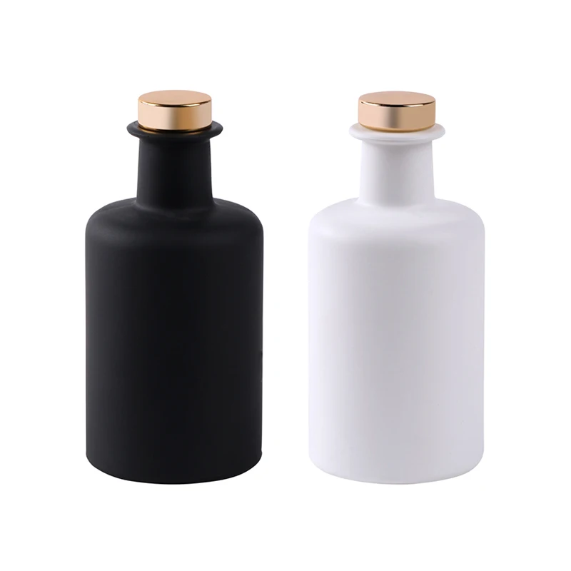 

200ml black and white painting glass reed diffuser bottle with cork lid