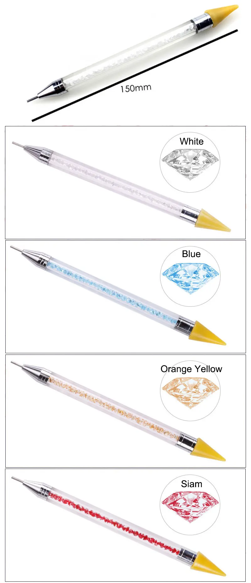 Factory Nail Rhinestones Pick up Pencil Dual Ended Wax Dotting Pencil 2 Head Wax Picker Pencil for Manicure