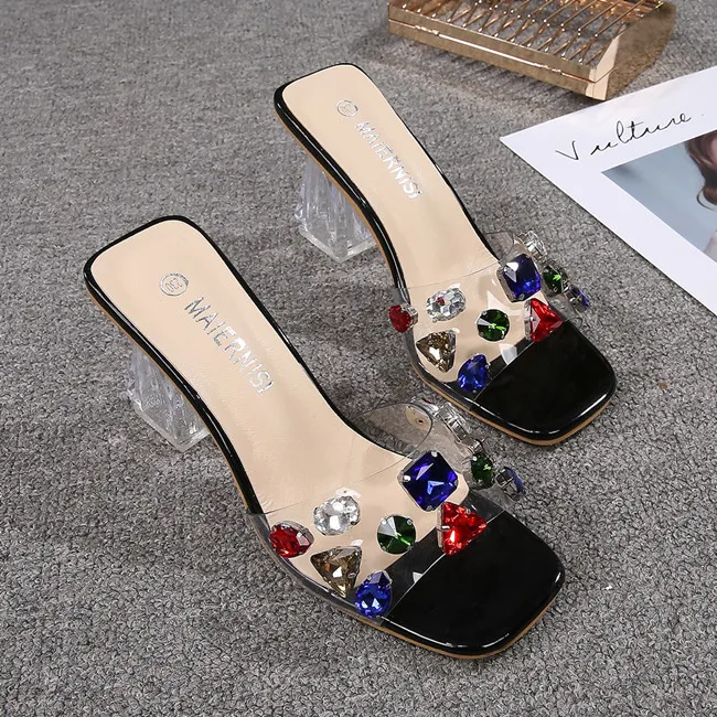 

Women Sandals Shoes Female Shoes Transparent Heel Glass High Heel Shoes Sandals, Picture color