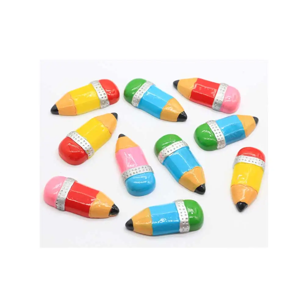 Hot Selling Colorful Mini Pencil Resin Beads Handmade Craftwork Decoration Beads Charms Kids Toy Ornaments Beads Slime
