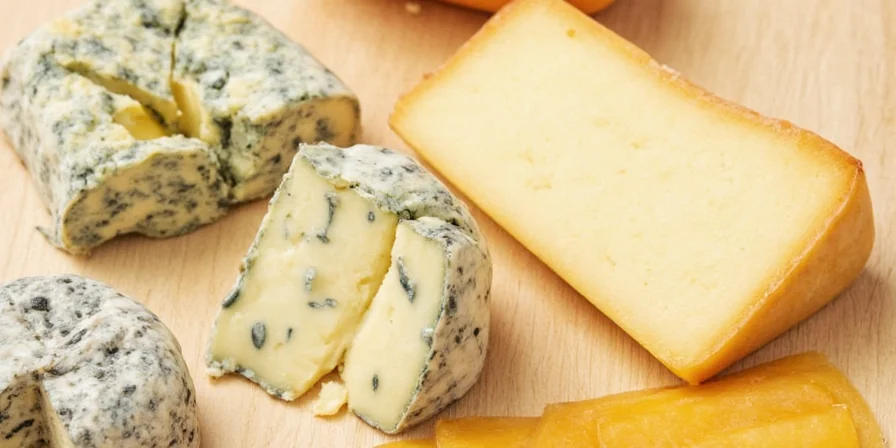 Close-up view of blue cheese veins.