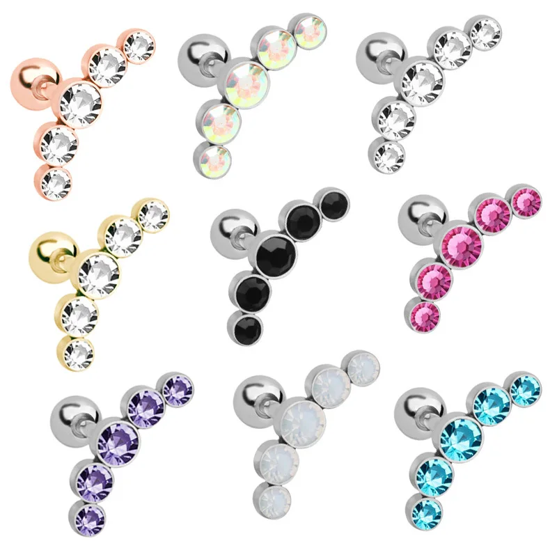 

Wholesale New Trendy Stainless Steel Czech Rhinestone Stud Earrings Piercing Jewelry, As picture shows