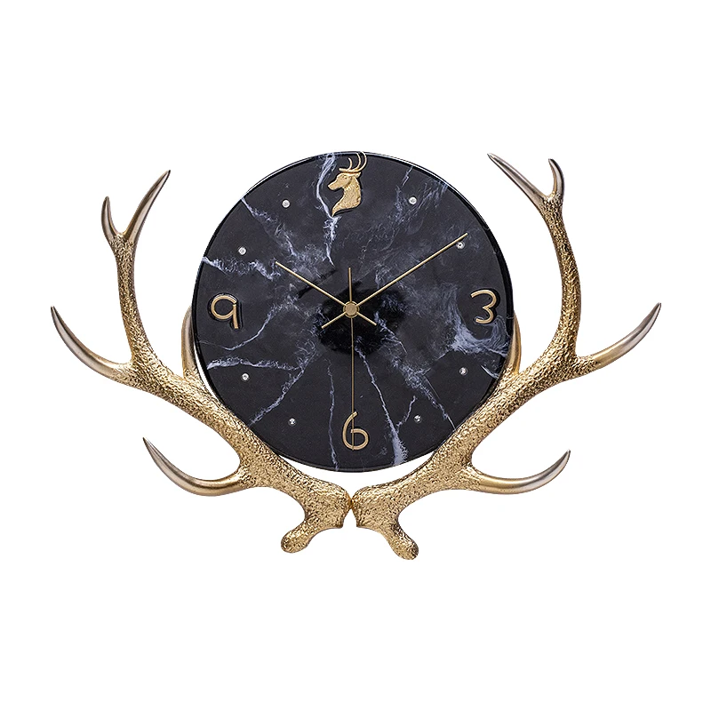 

New Pour Create Painting Wall Clock Black Deer Style Wall Metal Clock For Reading Room Decoration
