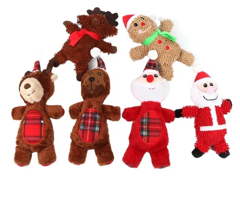 

Wholesale durable christmas toys for pets plush cotton squeaky christmas dog toy