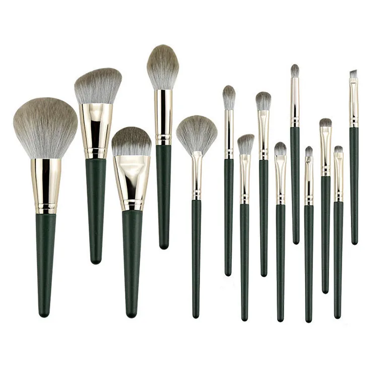 

LOW MOQ 14pcs/set Portable Powder Foundation Makeup Brushes Kit With Bag Wholesale Luxury Synthetic Nylon Hair Makeup Brush sets