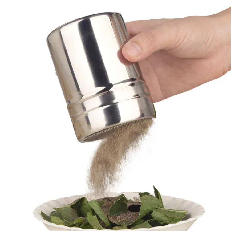 

Retail herb & spice tools stainless steel chocolate coffee sugar powder shaker salt and pepper shaker