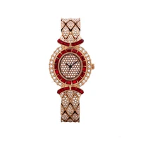 

Watch-4 xuping new design synthetic CZ paved luxury design rose gold color women wristwatch