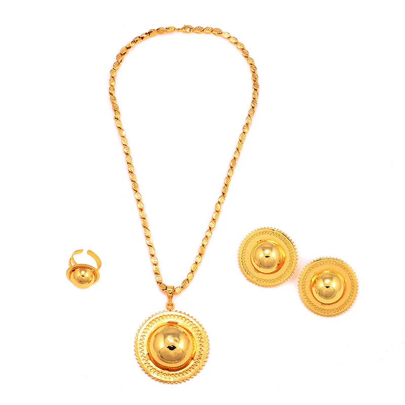 

Ethlyn Necklace/Earrings/Ring Beautiful Jewelry Sets For Women Gold Color Arab/Ethiopian Jewelry Luxury Wedding Gifts S276