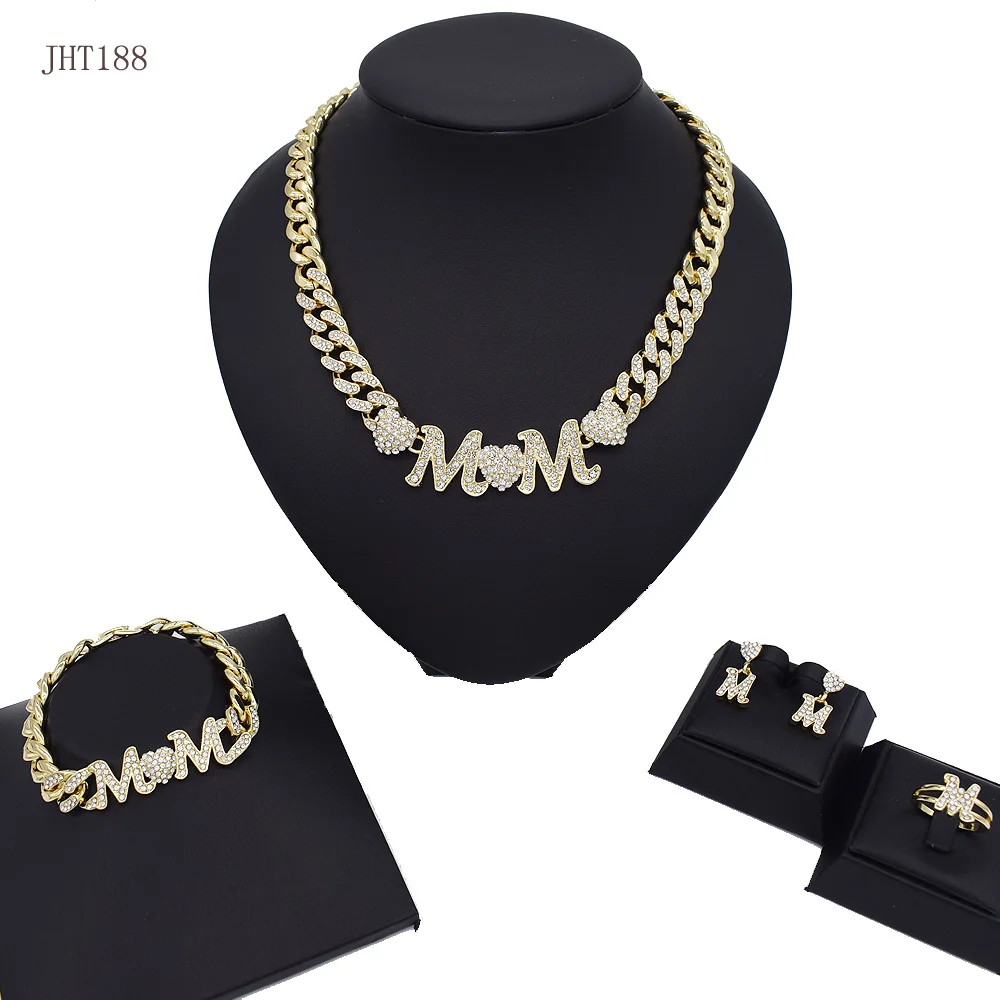 

JHT188 18K Gold Plated mother's Day gift Cuba Necklace heart shaped women's jewelry set