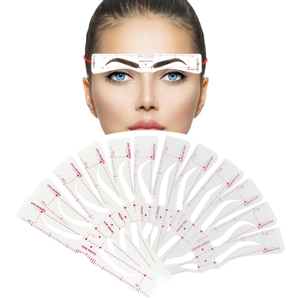 

12Pcs/set Reusable Eyebrow Stencil Set Eye Brow DIY Drawing Guide Styling Shaping Grooming Template Card Easy Makeup