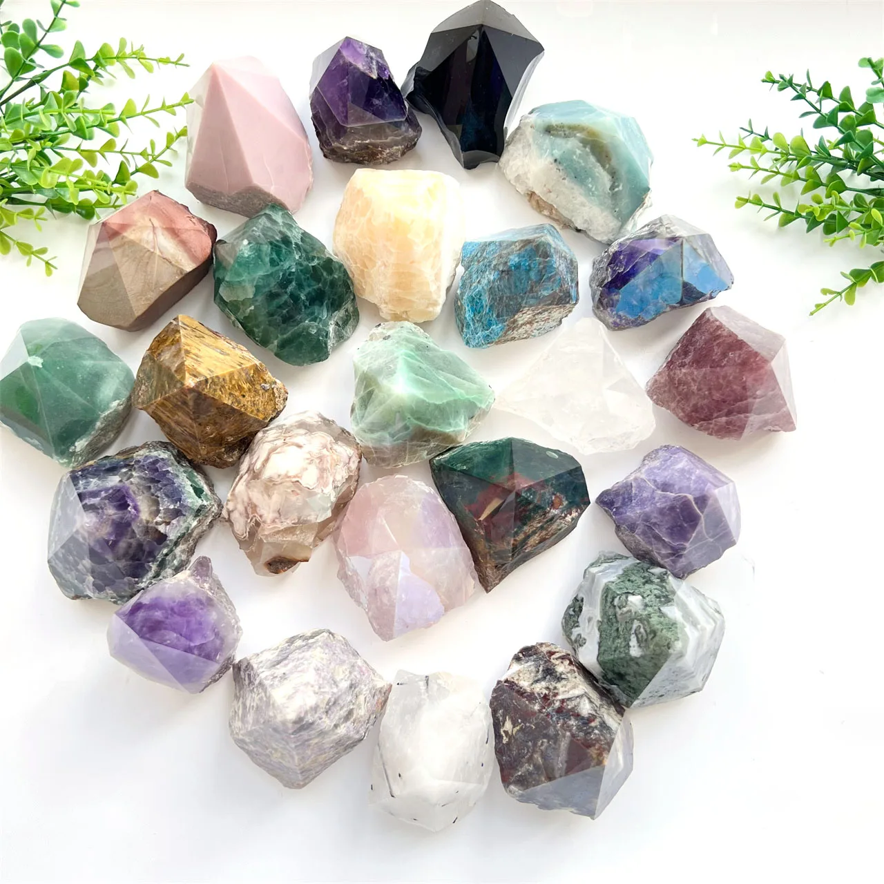 

Natural Crystal Rough Point Healing Stone Decorative Obsidian Amethyst Rose Clear Quartz Raw Tower