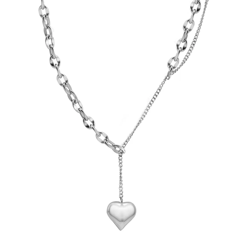 

Extension Chain Heart Pendants High Quality Stainless Steel Necklaces For Cute Girls, Gold/rose gold/ black/steel