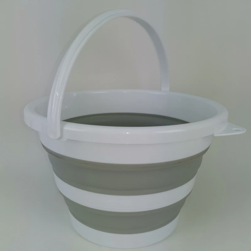 

Collapsible Bucket with Handleportable water bucket fold up ice mop spa silicone bbq folding bucket, White