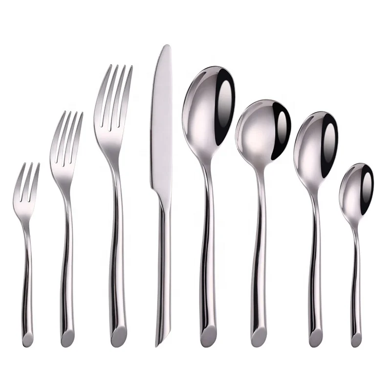 

Manufacturer high end silver flatware set mirror polish stainless steel cutlery set silver cutlery, Customized color