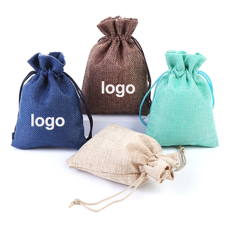 

Factory Drawstring Jewelry Bags Jute Burlap Drawstring Bags Gift Candy Jewelry Pouches Bags With Logo Custom