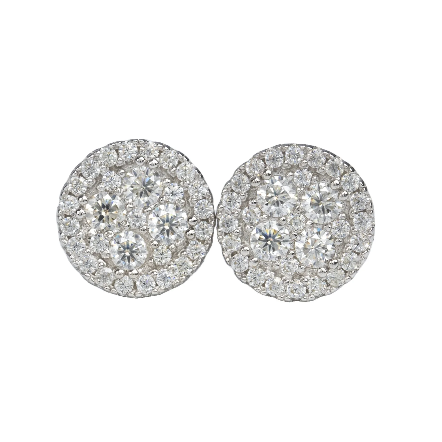 

hot sale jewelry round brilliant cut moissanite diamond stud earrings sterling silver plated gold earrings