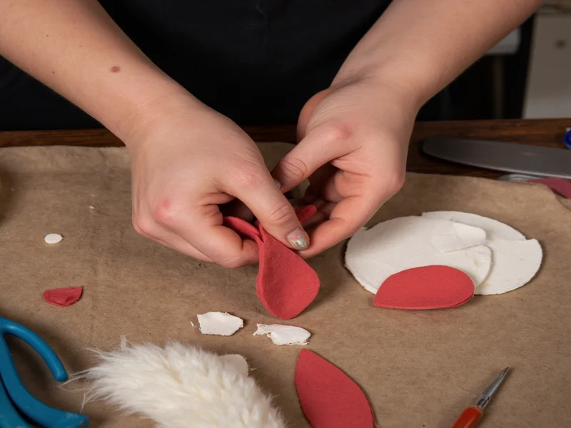 Intermediate crafter hands working with mixed materials